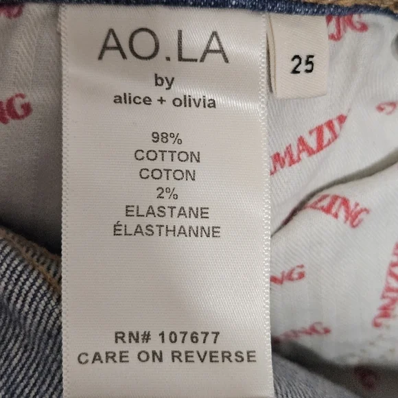 Alice + Olivia AO.LA high rise raw hem jeans size 25 - Picture 11 of 14